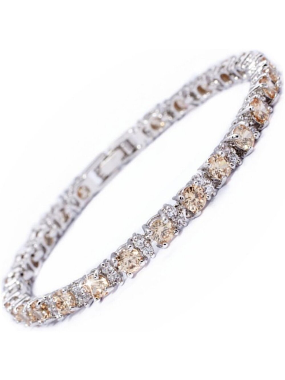 Stunning 25 Stone Eternity Tennis Bracelet - 14K Gold or White Gold, Birthstone